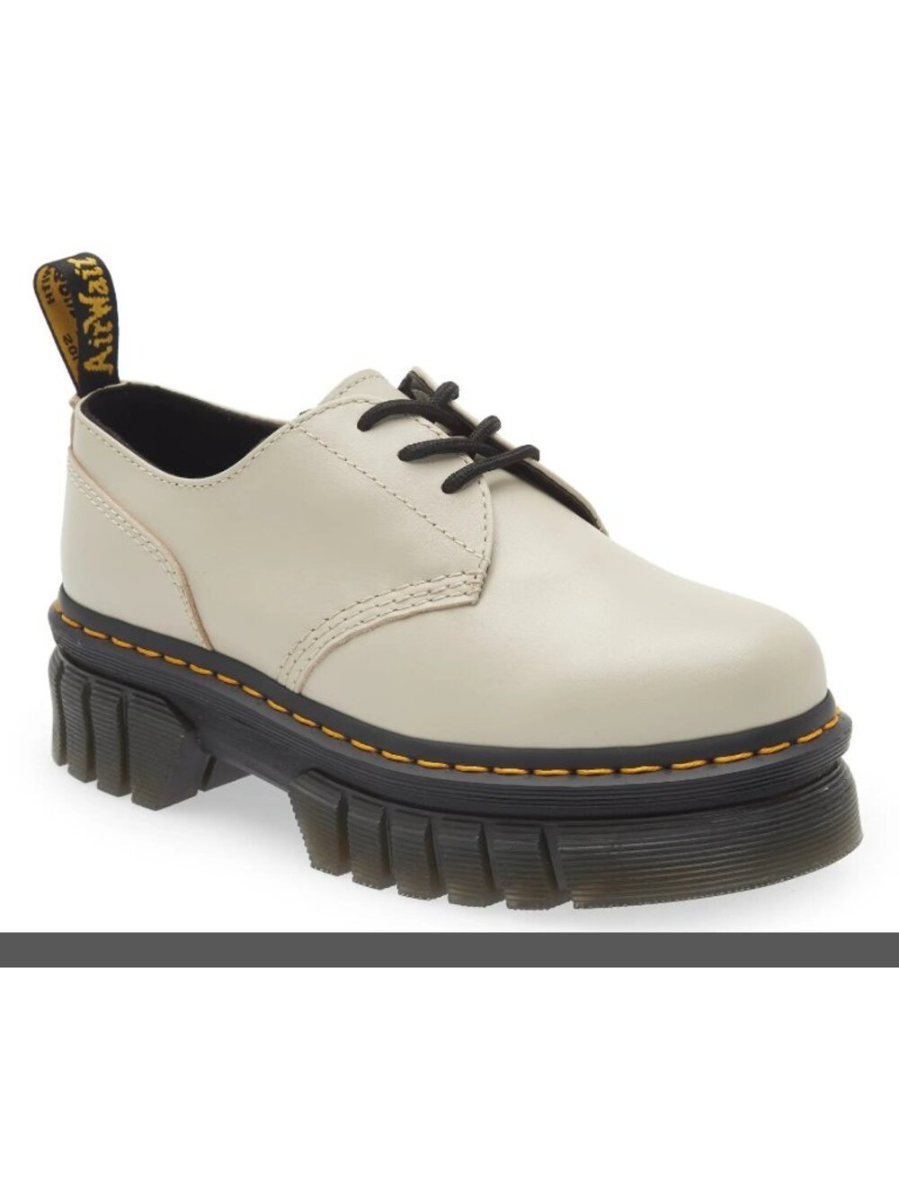 Dr. Martens Women's Audrick Leather Platform Shoes Cobblestone Grey Size 9